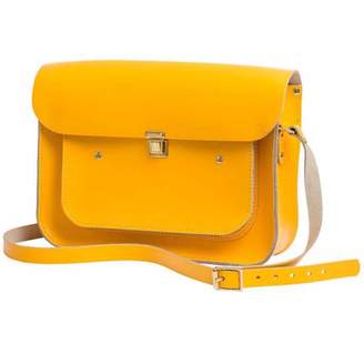 Yellow Leather 13 inches Pocket Satchel