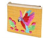 Thumbnail for your product : Serpui Marie Macaw Embroidered Straw Pouch