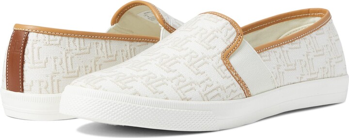 Lauren Ralph Lauren Jinny Monogram Jacquard Sneaker Vanilla/Buff/Deep  Saddle Tan 6.5 B (M) - ShopStyle