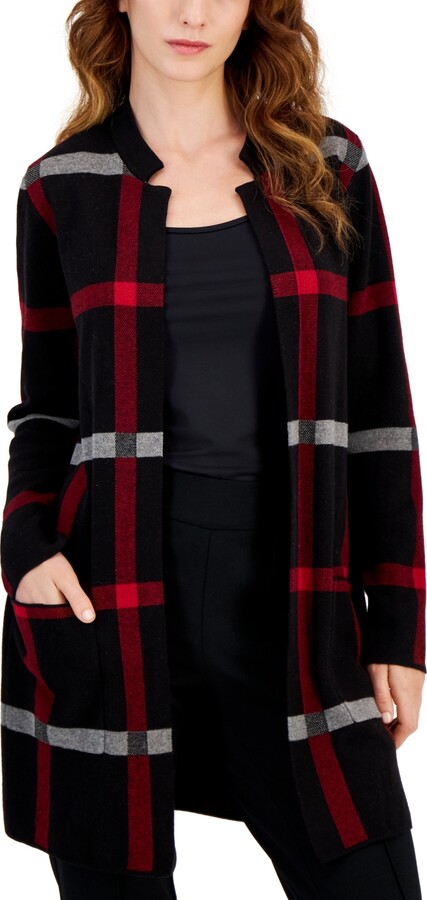 gbyLJF Womens Plaid Mid-Long Cardigan Oversized Lapel Roll Up Long Sleeve  Tunic Tops with Pockets Fall Fashion 2023 Clothes at  Women's  Clothing store