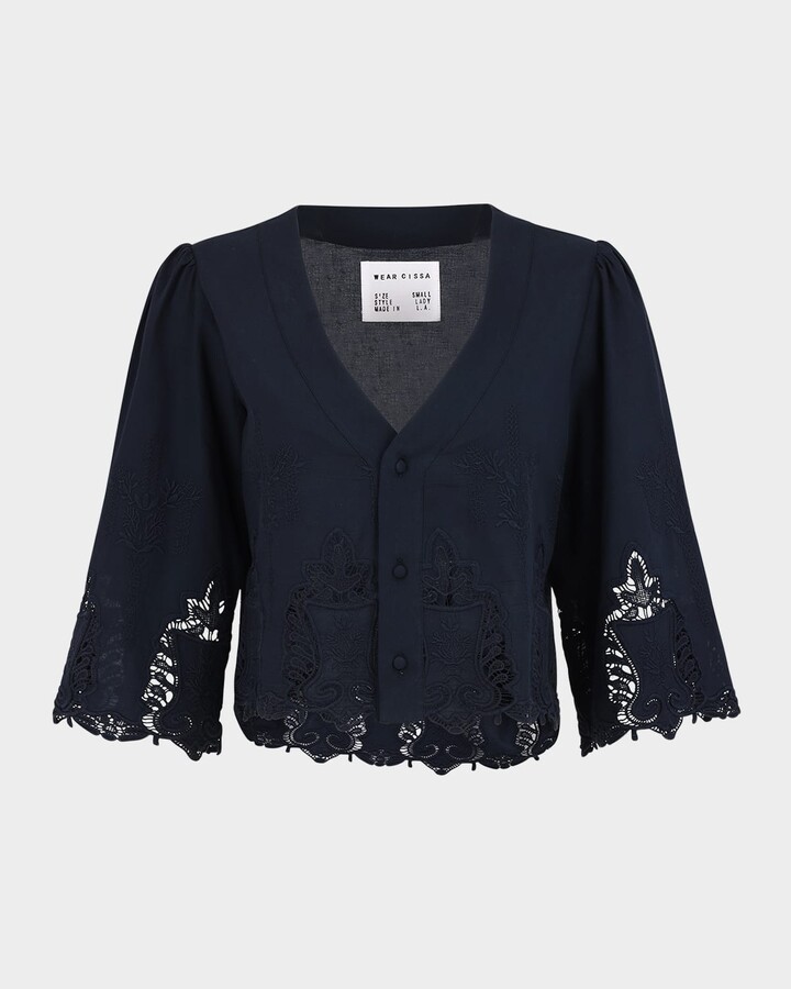 CISSA The Lady Lace-Trim Buttoned Shirt