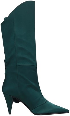 Marc Ellis High Heels Ankle Boots In Green Satin