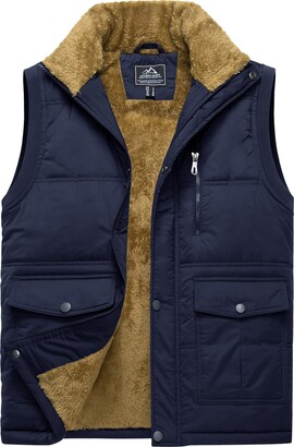 KEFITEVD Men's Winter Fleece Fishing Body Warmer Warm Windproof Gilet Outdoor Photography Vest with Multi Pockets 