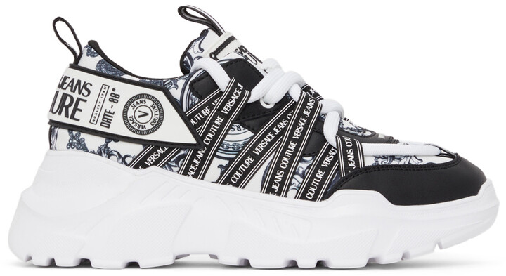 Versace Jeans Couture White & Black Chunky Logo Sneakers - ShopStyle