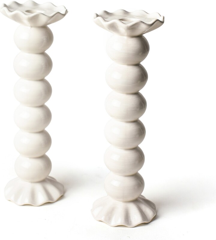 Coton Colors Signature Large Knobbed Candle Holder with Ruffle, Set of 2