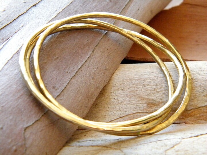 Etsy Trio Bangles Gold Handmade Bangle Rustic Stacking Bracelets