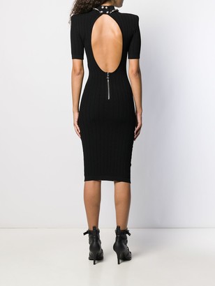 Balmain Necklace Detail Ribbed Style Dress