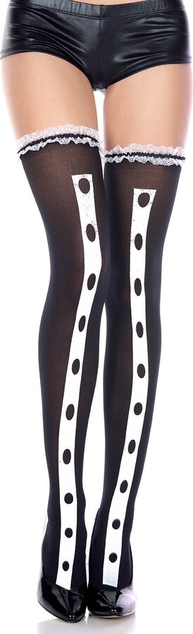 Music Legs Women’s Tuxedo look thigh hi 4304-BLACK/WHITE
