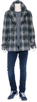 Thumbnail for your product : Burberry Navy Wool Double-Breasted Checked Paragon Pea Coat