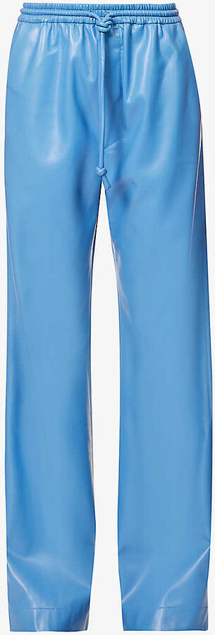 Farfetch Women Clothing Pants Leather Pants Faux-leather drawstring-waist trousers Blue 