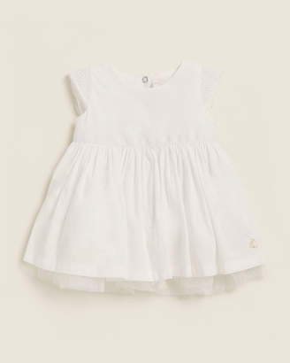 Petit Bateau (Baby Girls) Mesh Trim Cap Sleeve Dress
