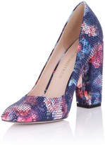 Thumbnail for your product : Little Mistress Footwear Asteria Navy Floral Embellished Block Heel Court Shoes