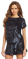 Thumbnail for your product : Gianni Bini Miri Sequined Cropped Blouse