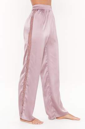 Nasty Gal Womens Never Gonna Satin Lace Pyjama trousers - purple - 12