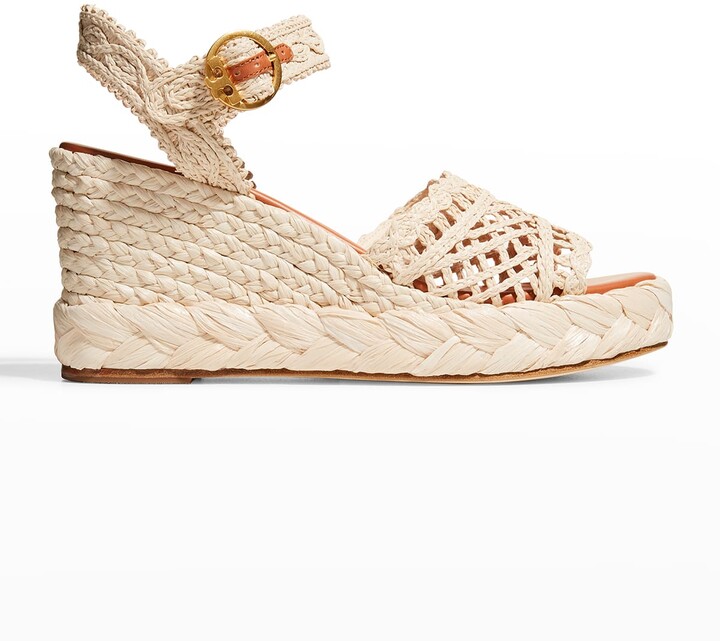 Tory Burch Woven Raffia Wedge Sandals ShopStyle