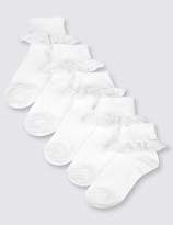 Thumbnail for your product : Marks and Spencer 5 Pairs of Cotton Rich Frill Socks
