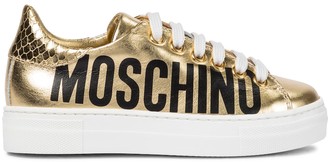 MOSCHINO BAMBINO Metallic leather sneakers