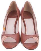 Thumbnail for your product : Laurence Dacade Leather Peep-Toe Pumps