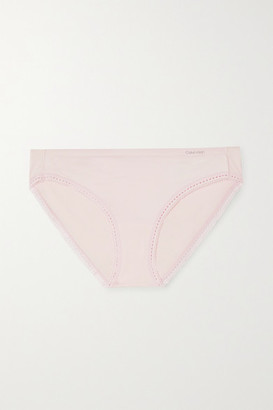 Calvin Klein Underwear Liquid Touch Picot-trimmed Stretch-jersey Briefs - Pastel pink