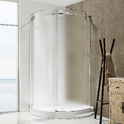 DREAMWERKS 40" W x 79'' H Single Sliding Frameless Shower Door with Frosted Glass