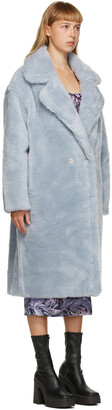 Yves Salomon Meteo Blue Wool Double-Breasted Coat