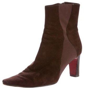 Christian Louboutin Suede Pointed-Toe Ankle Boots