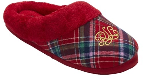 red and black plaid slippers