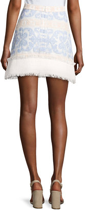 Alexis Anzel Embroidered Mini Skirt, Blue Pattern