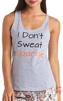 Thumbnail for your product : Charlotte Russe I Sparkle Oversized Racerback Graphic Tank Top