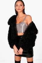 Thumbnail for your product : boohoo Crop Wrap Collar Faux Fur Coat