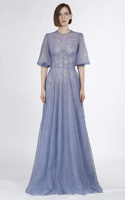 Costarellos Swarovski Crystal-Embellished Tulle Dress
