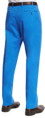 Zanella Parker Cotton-Stretch Flat-Front Trousers, Blue