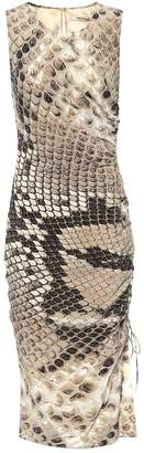 Roberto Cavalli Snake-printed silk midi dress