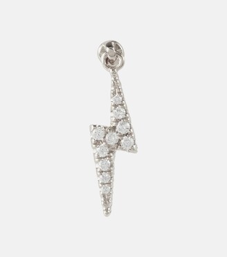 Maria Tash Lightning Bolt 18kt white gold reversible single earring with diamonds and sapphires