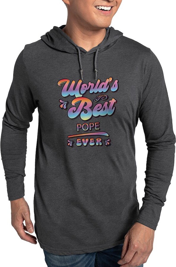 CafePress World's Best Pope Long Sleeve T Shirt Men's Hoodie Shirt Heather Gray