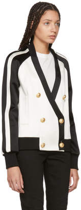 Balmain White and Black Colorblock Six-Button Jacket