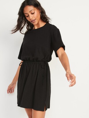 Old Navy Waist-Defined Short-Sleeve Slub-Knit Mini T-Shirt Dress for Women  - ShopStyle