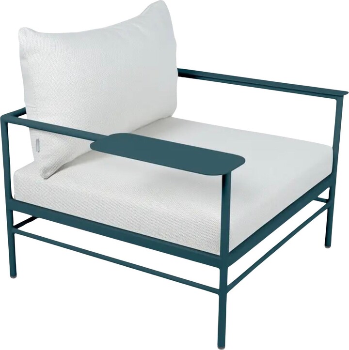 Fermob Rivage Low Armchair - Acapulco Blue - Pearl Cushions