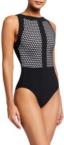 Thumbnail for your product : Shan Nikko Dot Printed One-Piece Swimsuit w/ Open-Back