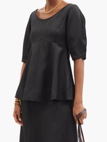 Thumbnail for your product : Totême Scoop-neck Structured Slubbed-twill Top - Black