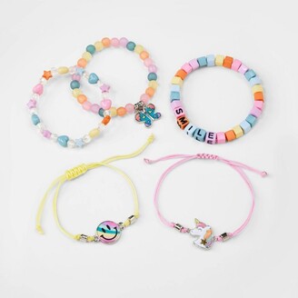 Girls' 5pk Mixed Bracelet Set with 'Happy' Letter Beads and 'You Can' Charm  - Cat & Jack™