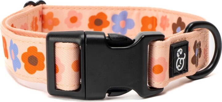 Lucy & Co. The Let's Groove Polyester Dog Collar, Coral, Medium: 13 to 20-in neck, 1-in wide