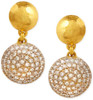 Gurhan Lentil Ice 24k Gold & Diamond Drop Earrings