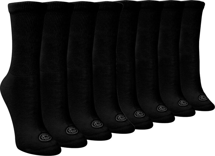 Doctor’s Choice Diabetic Full Cushion Crew Women’s Socks, Black, Large, Shoe Size 10-13, 4 Pack