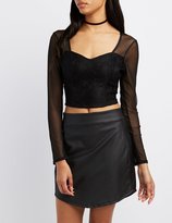 Thumbnail for your product : Charlotte Russe Lace & Mesh Crop Top