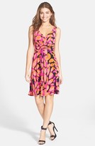 Thumbnail for your product : Maggy London Print Front Drape Jersey Fit & Flare Dress
