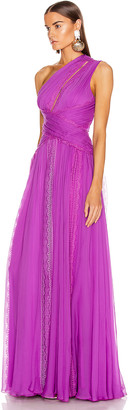 ZUHAIR MURAD Silk Chiffon Long Dress in Hyacinth Violet | FWRD