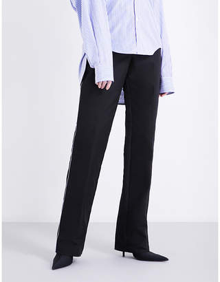 Balenciaga Piped straight mid-rise woven trousers