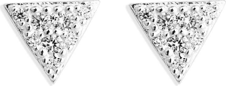Toolally Deco Triangle Studs - Silver & Cubic Zirconia