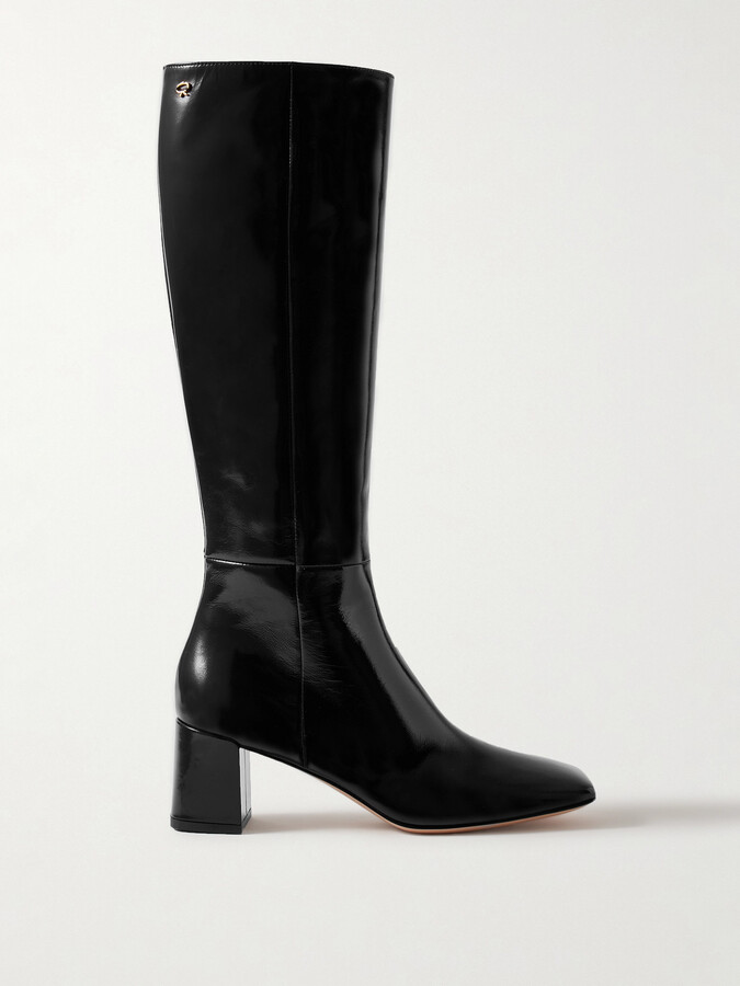 Gianvito Rossi Nuit 55 Patent-leather Knee Boots - Black